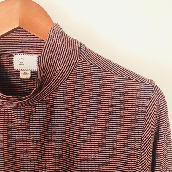 Anthropologie Postcard Micro-Stripe Mock-Neck - Picture 1 of 3